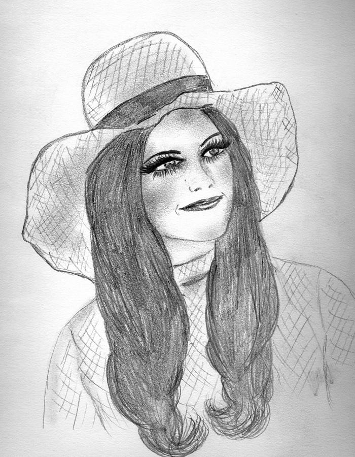 Girl In Hat Drawing by Sonya Chalmers