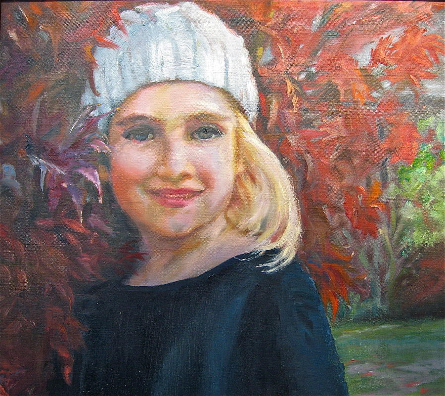 Fall Painting - Girl in Late Fall by Catherine Lawhon