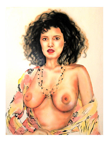 Portrait Mixed Media - Girl in Nude by Bobby Barredo