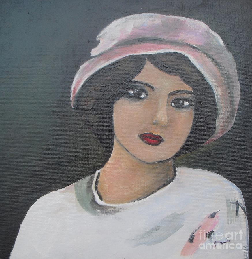 Girl in Pink Hat Painting by Vesna Antic