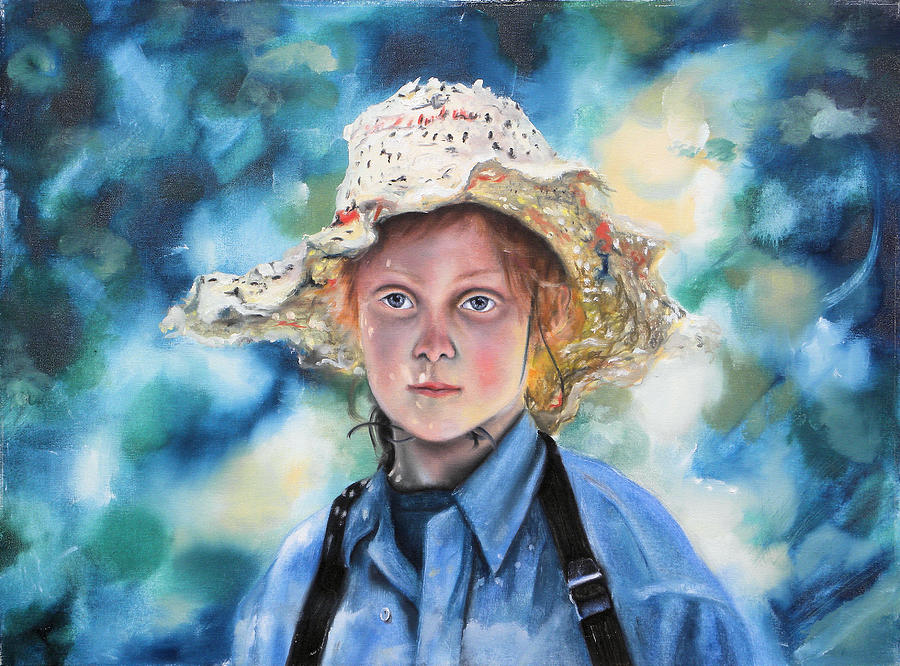Girl in Straw Hat Painting by Richard Barone