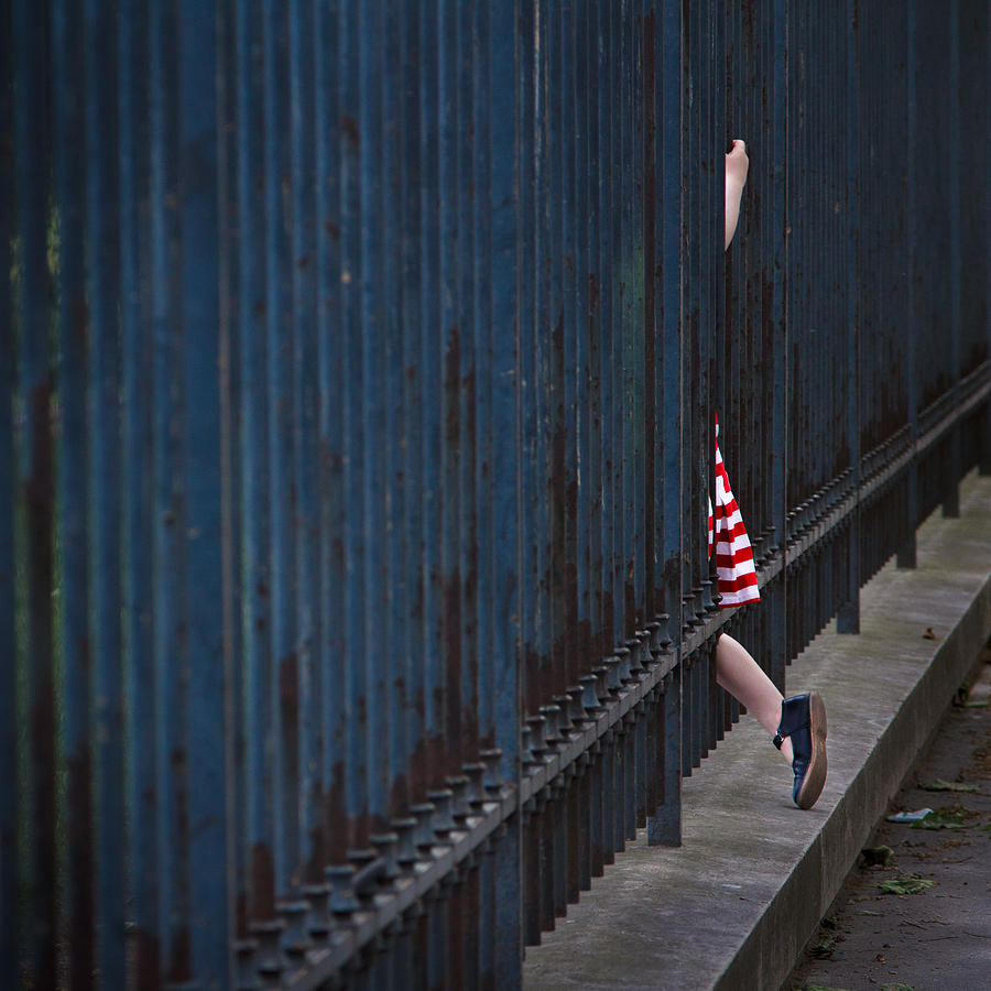 Paris Photograph - Girl In Striped Red Dress by Veronica Gonzalez Vanek