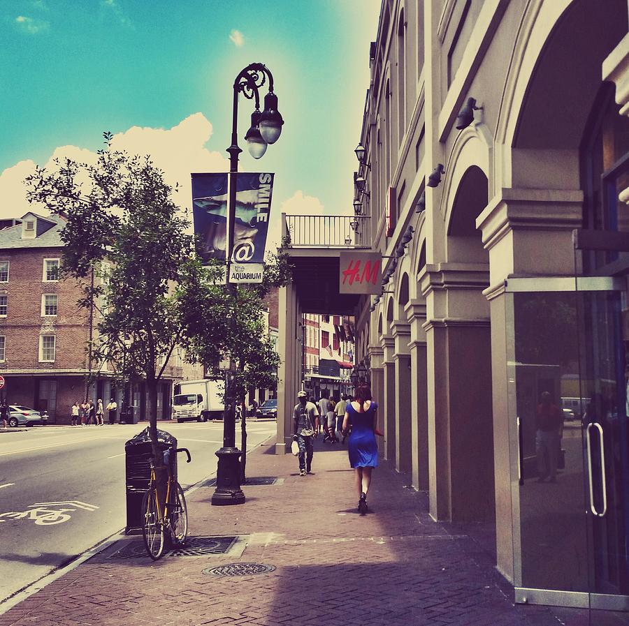 New Orleans Photograph - Girl in the blue dress walking in New Orleans  by Southern Tradition