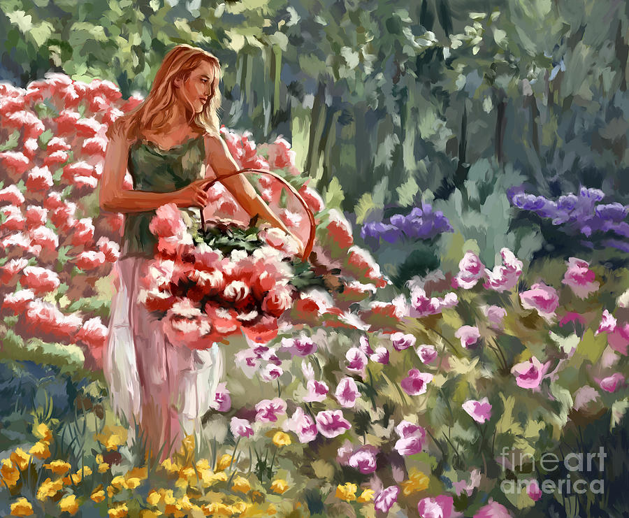 Girl In The Garden Painting by Tim Gilliland