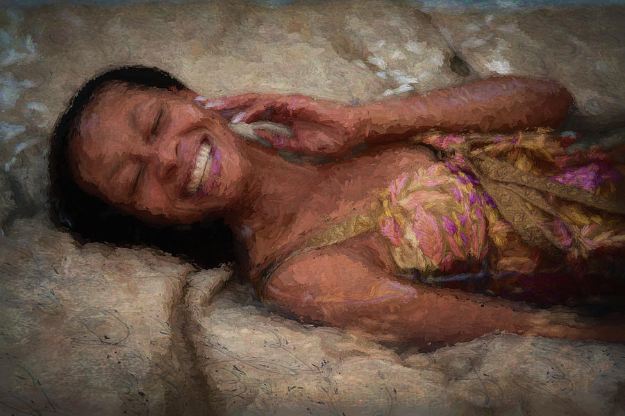 Girl Painting - Girl in the Pool 18 by Mike Penney
