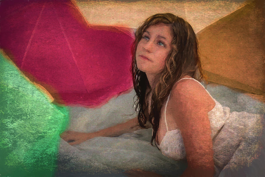 Girl Painting - Girl in the Pool 4 by Mike Penney