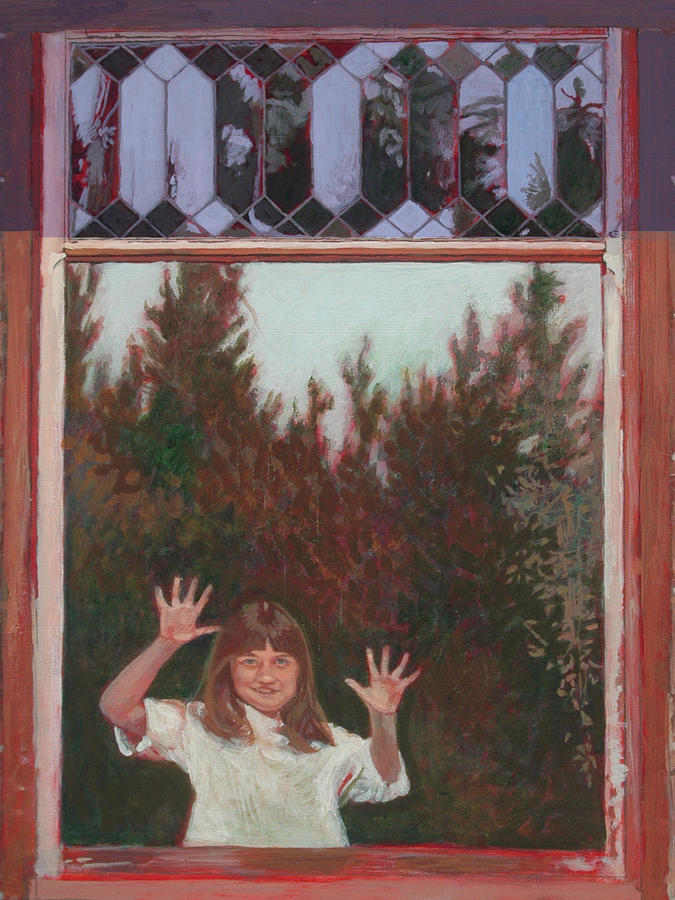 Window Painting - Girl in the Window by Robert Bissett