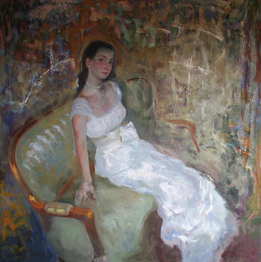 Girl in White Painting by Murat Kaboulov