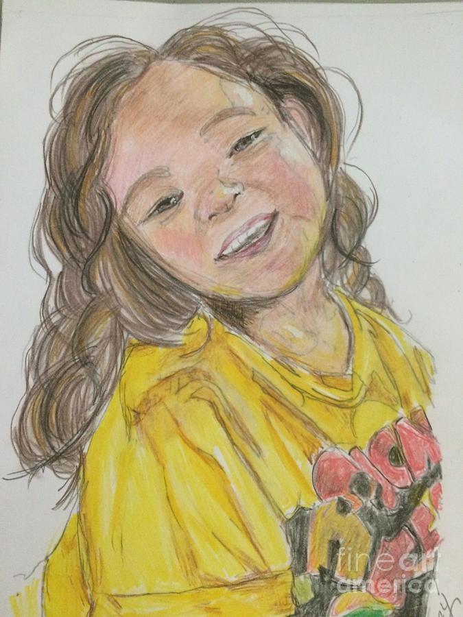 Girl In Yellow Drawing by Nancy Anton
