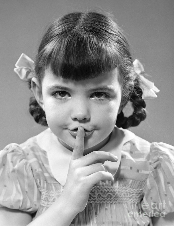 Girl Making Shushing Gesture, C.1940s Photograph by H. Armstrong ...