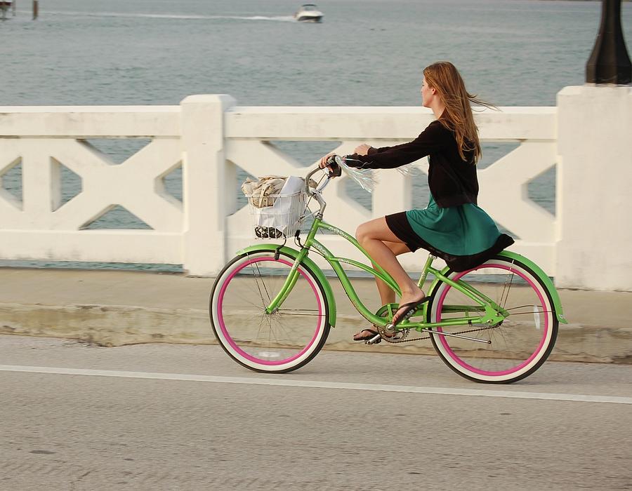 Girl on a Lime Green Bicycle Photograph by Richard Pross Pixels