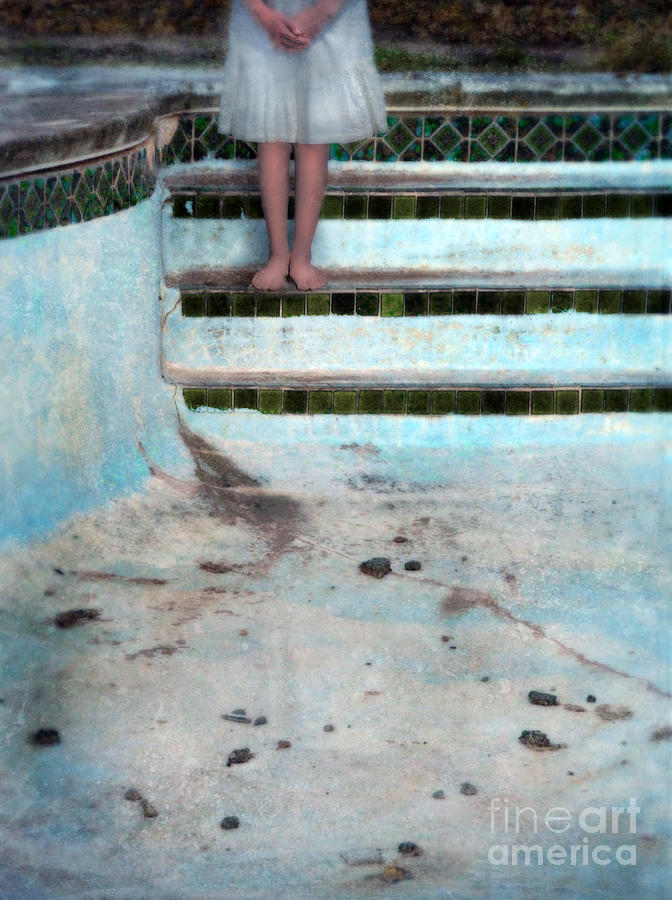 Girl on Steps of Empty Pool Photograph by Jill Battaglia