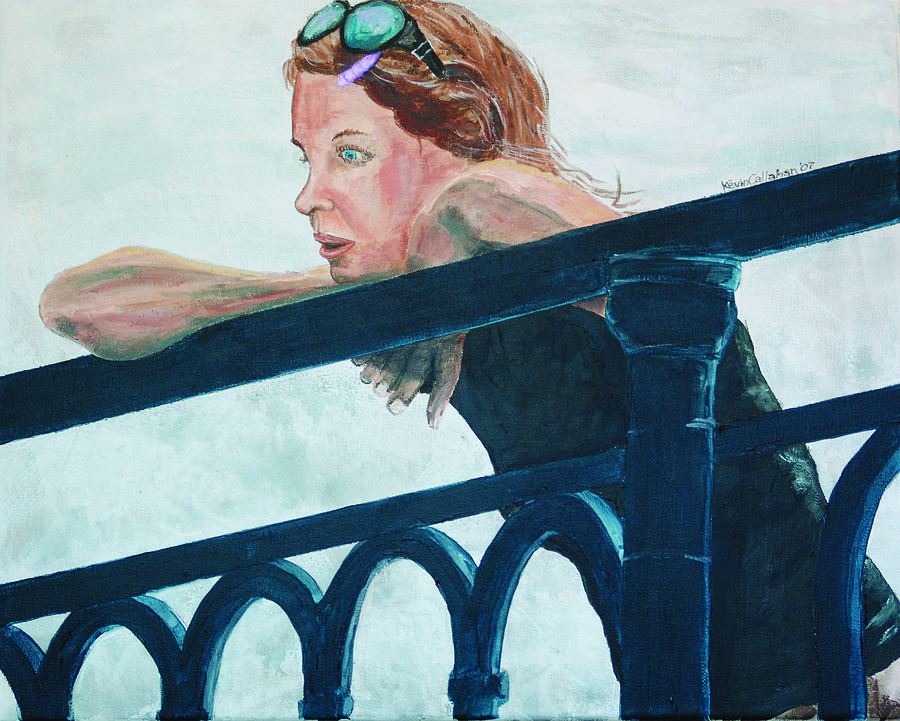 Girl on the Rail Painting by Kevin Callahan
