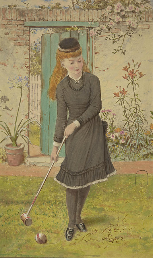 Girl Playing Croquet Drawing by William Stephen Coleman