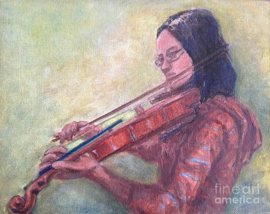Girl Playing Violin Painting by Lavender Liu