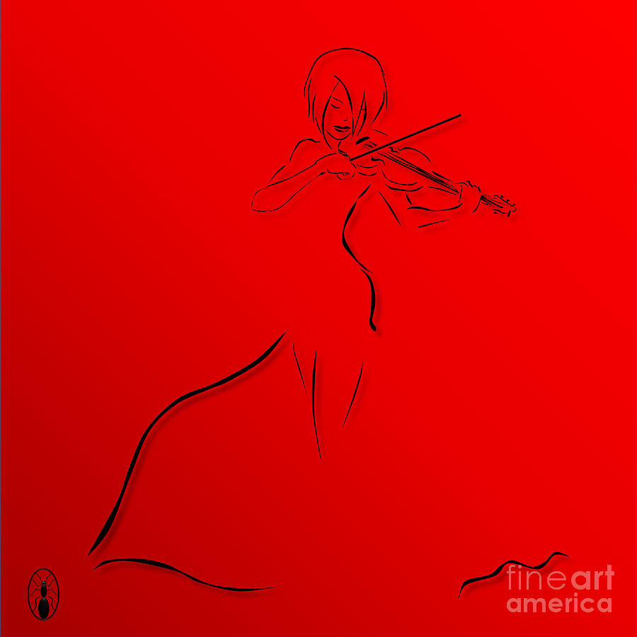 Abstract Digital Art - Girl Playing Violin by Robert De Monos