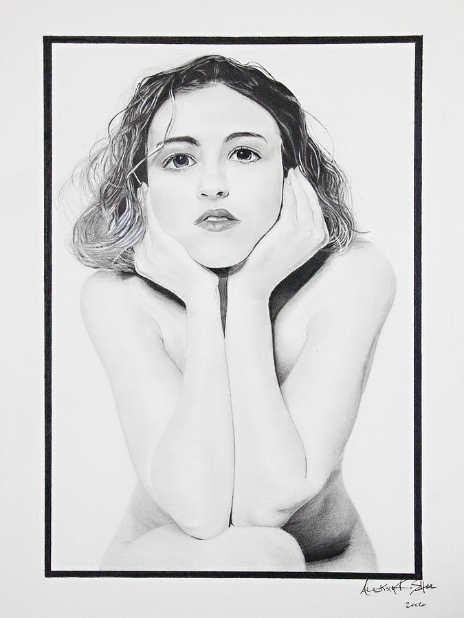 Charcoal Painting - Girl Posing by Raymond Potts Charcoal Painting - Girl Posing by Raymond Potts