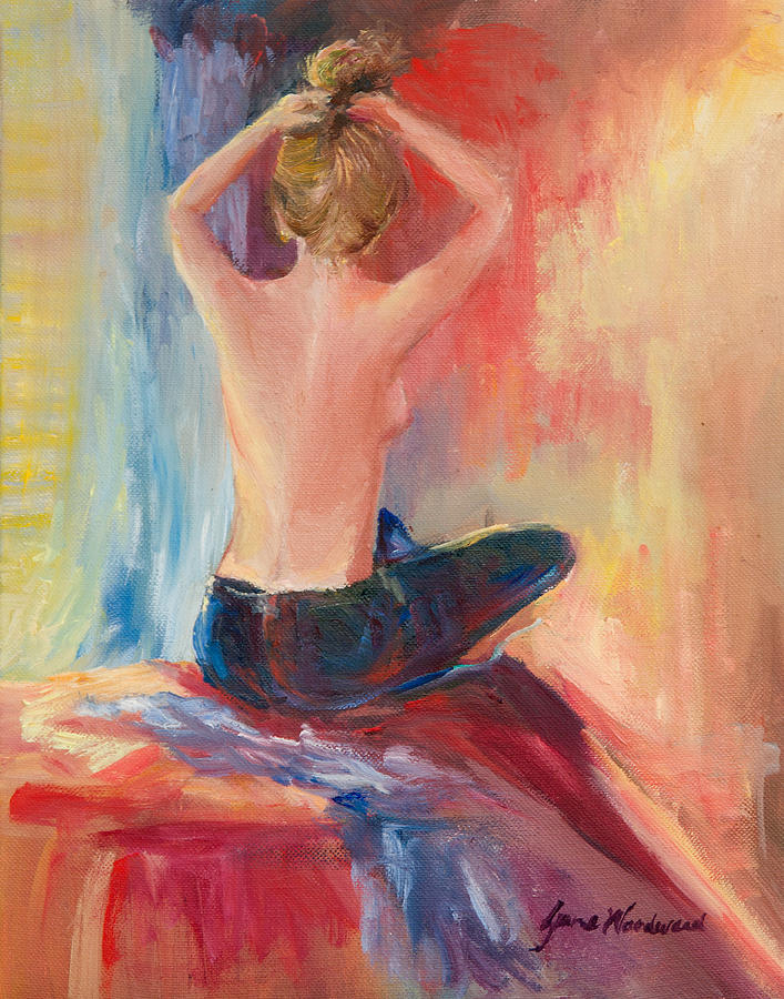 Girl Putting Hair Up Painting By Jane Woodward