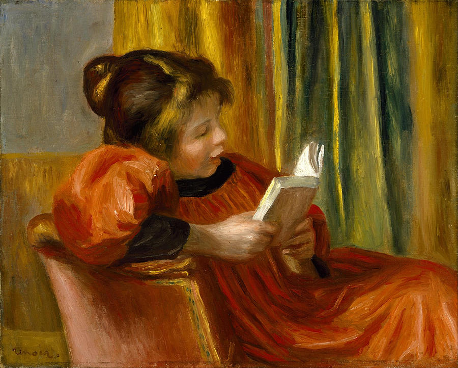 Girl Reading Painting by Auguste Renoir