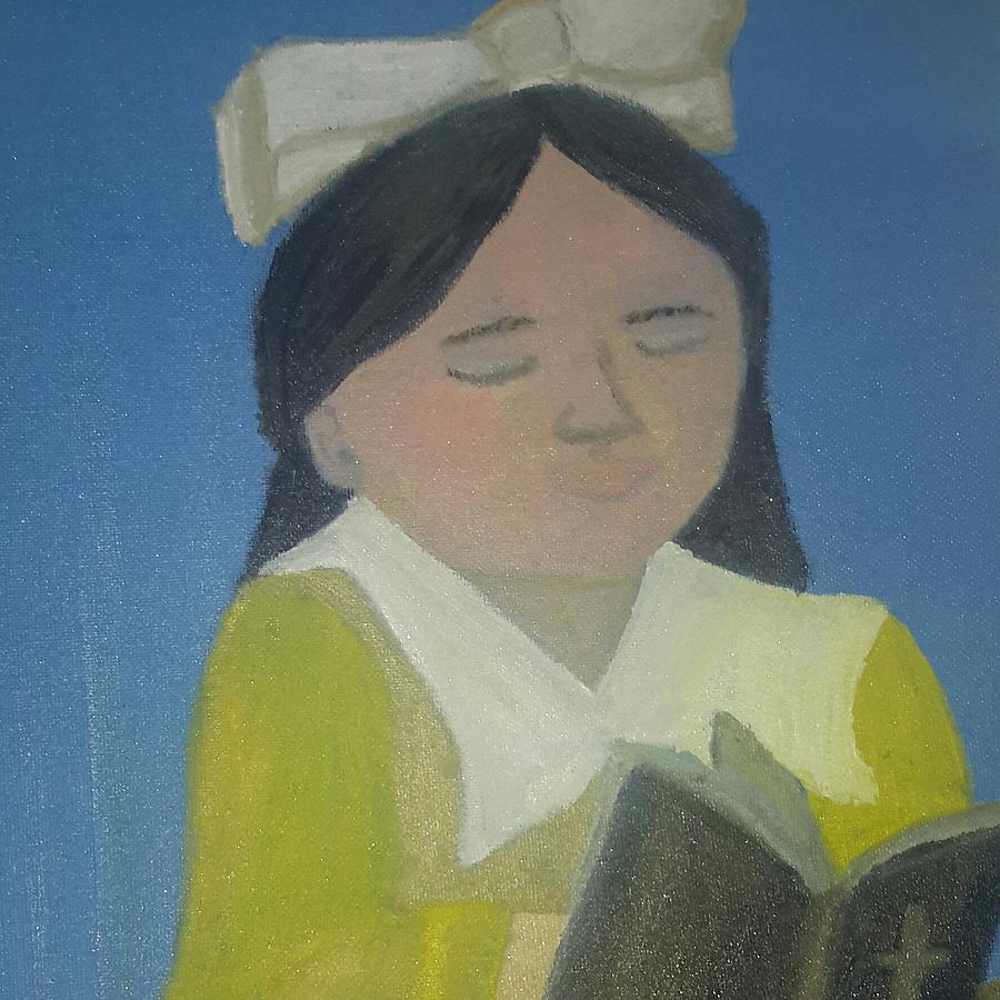 Girl Reading Bible Painting