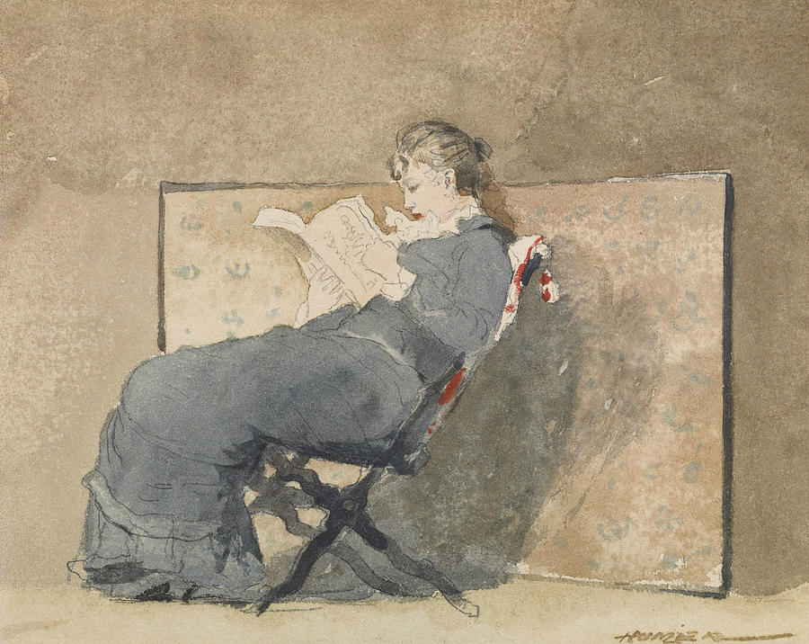 Girl Reading Painting by Winslow Homer