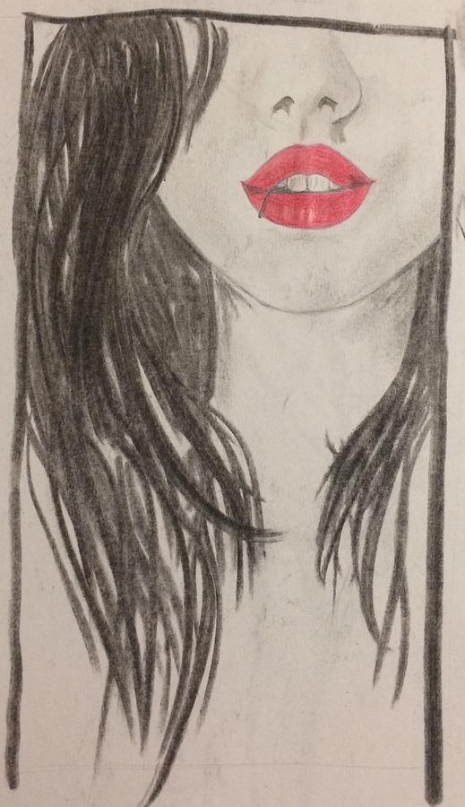 Girl, Red Lips Drawing by Borut Cirnski - Fine Art America