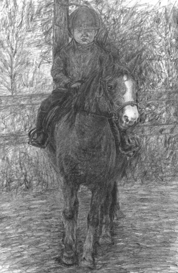 Girl riding a horse 1 Drawing by Sami Tiainen