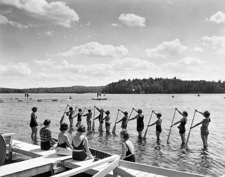 Girl Scout Canoe Lessons Photograph by Underwood Archives