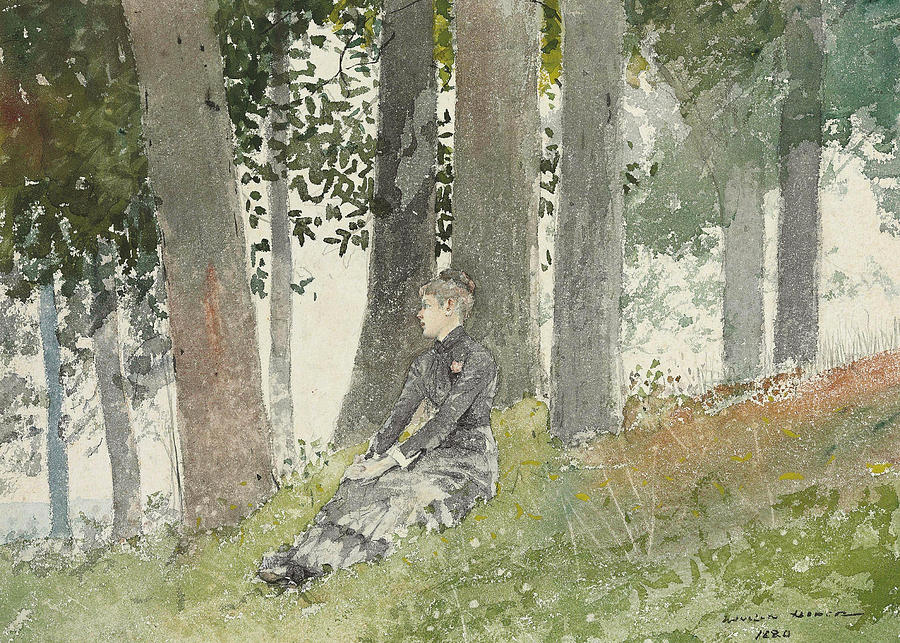Girl Seated in a Grove Painting by Winslow Homer