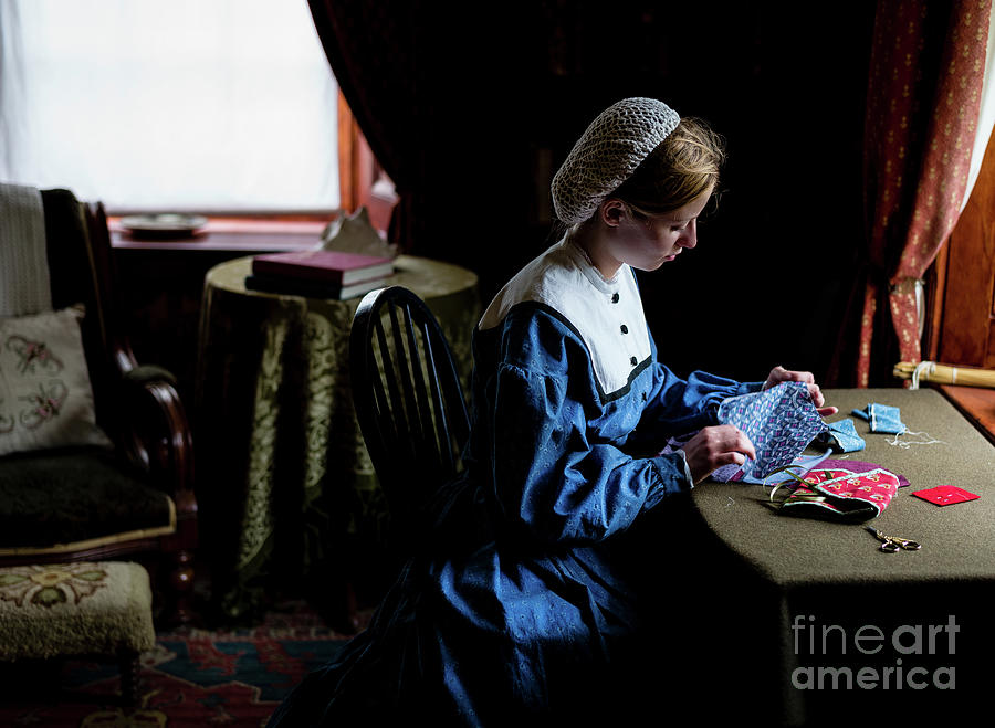 Girl Sewing Photograph by M G Whittingham