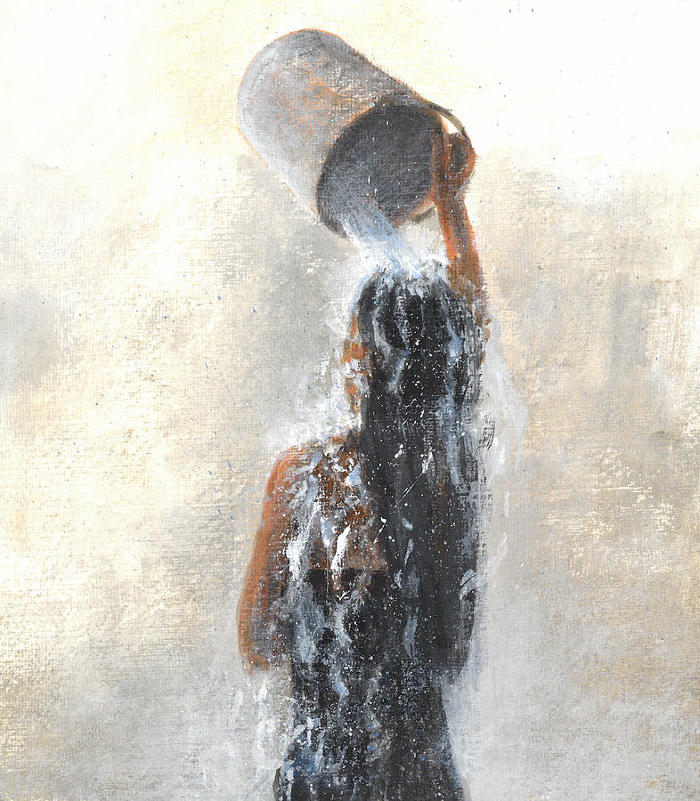 Nude Painting - Girl Showering by Lincoln Seligman