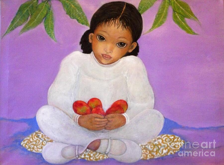 Mango Painting - Girl Sitting Under a Mango Tree by Katrina Dalton