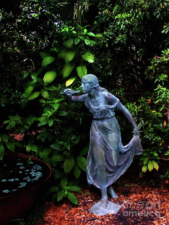 Girl Statue in Garden Photograph by Frances Ann Hattier