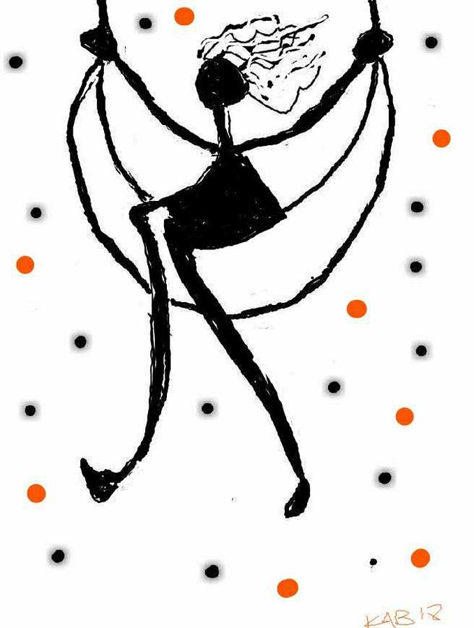 Girl Swinging On the Moon 2 Digital Art by Kathy Barney