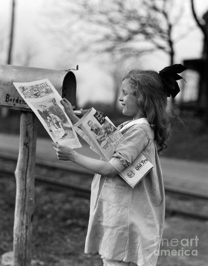 Girl Taking Magazines From Mailbox Photograph by H. Armstrong Roberts/ClassicStock