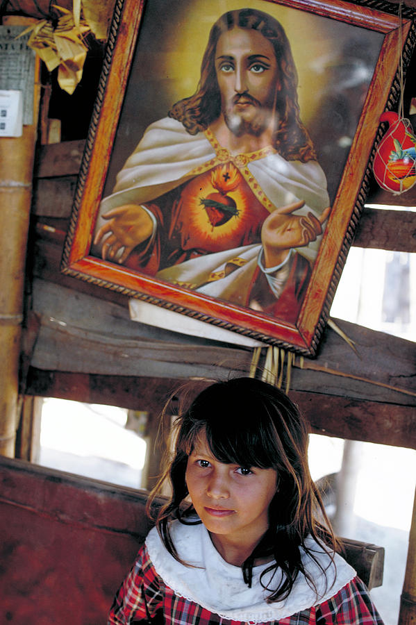 Girl Under Jesus In Columbia Photograph
