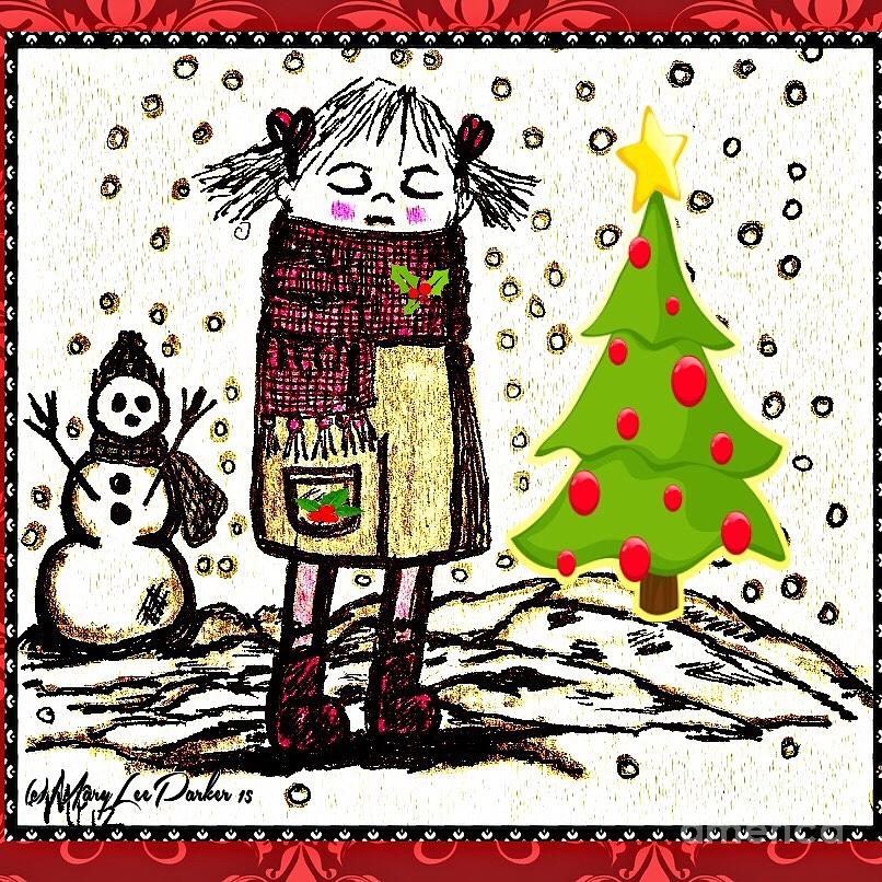 Girl  Walking in The Snow  Mixed Media by MaryLee Parker