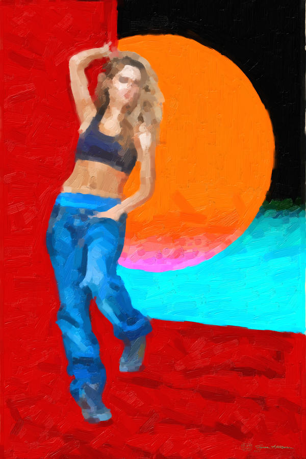 Girl Wearing Blue Jeans Digital Art by Serge Averbukh