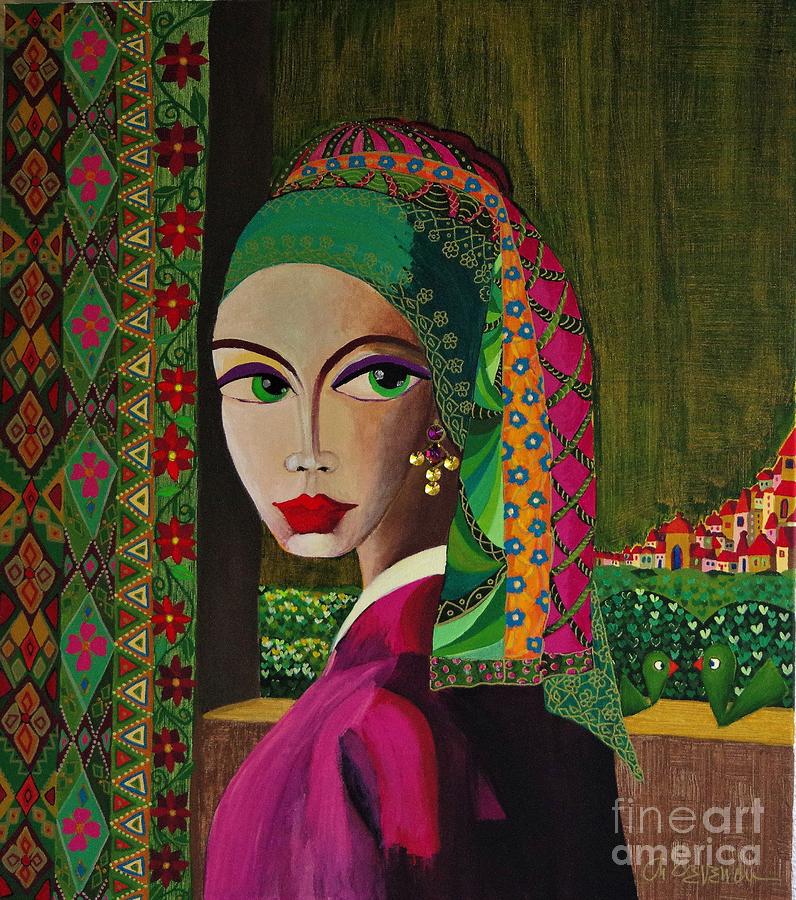Girl Whit Swarovski Earring Painting by Mimi Revencu