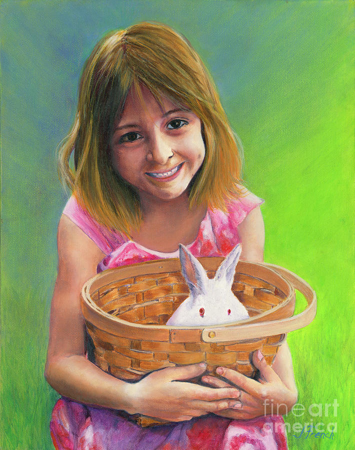 Girl with a Bunny Painting by Jeanette French