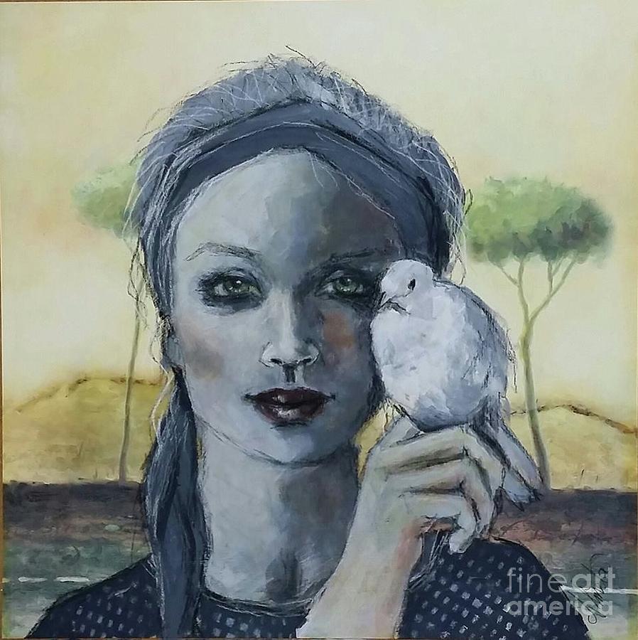 Girl with a Dove Painting by Almeta Lennon
