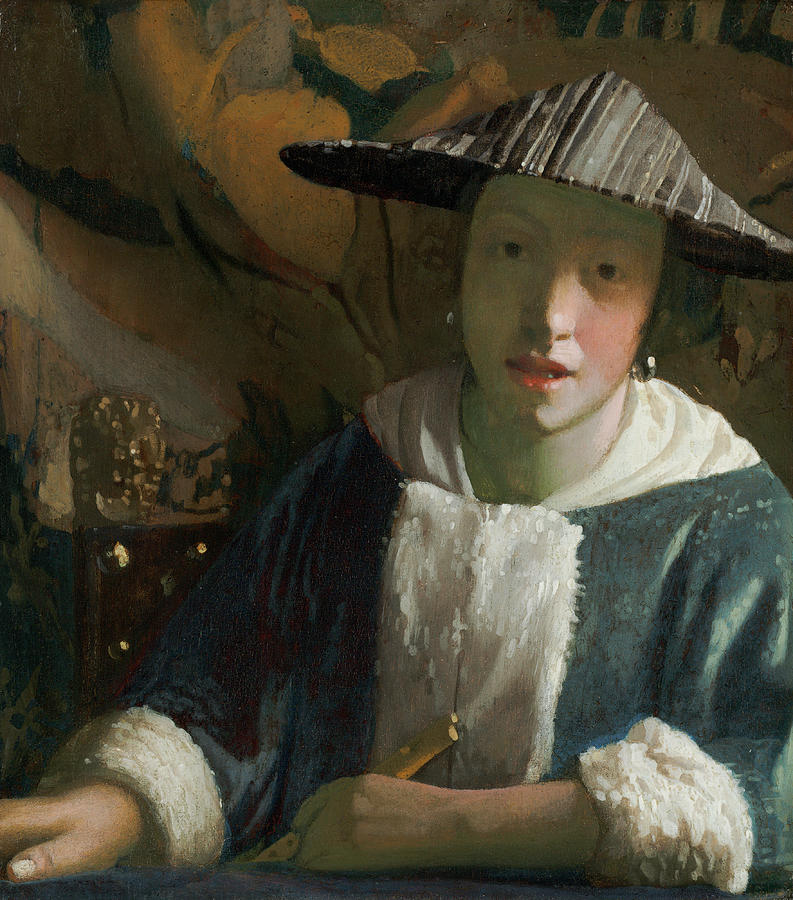 Girl With A Flute Painting by Jan Vermeer