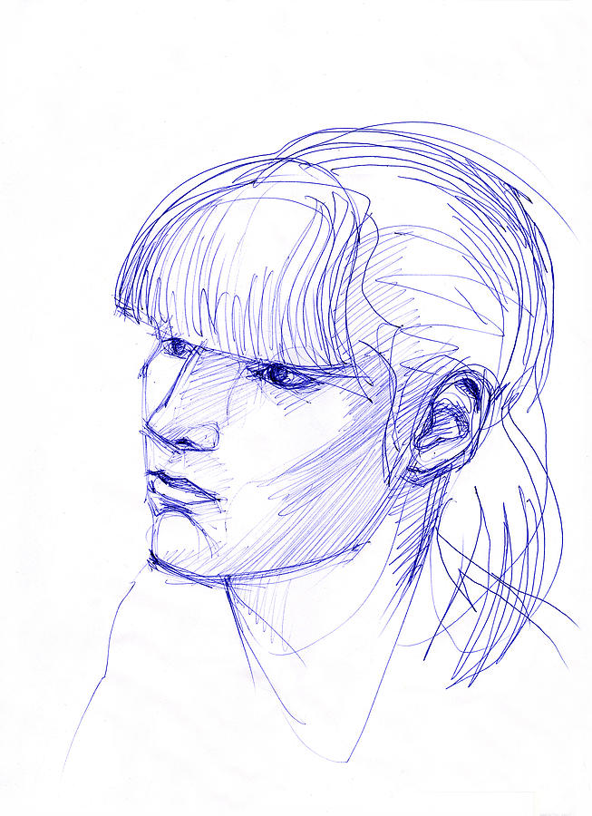 Girl With A Fringe Drawing By Natoly Art