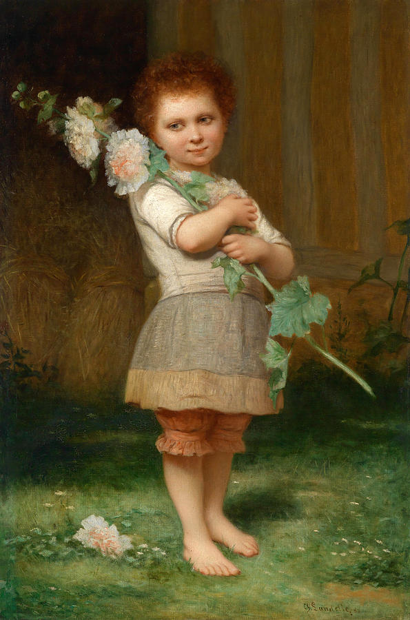 Girl with a Mallow Branch Painting by Charles Zacharie Landelle