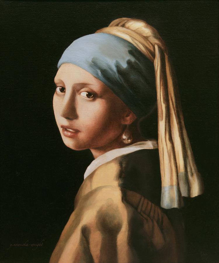 Girl with a Pearl Earring - After Vermeer Painting by Yvonne Wright