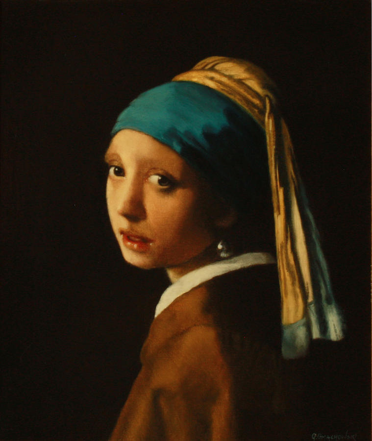 Jan Vermeer Painting - Girl with a Pearl Earring  by G Gmachowski