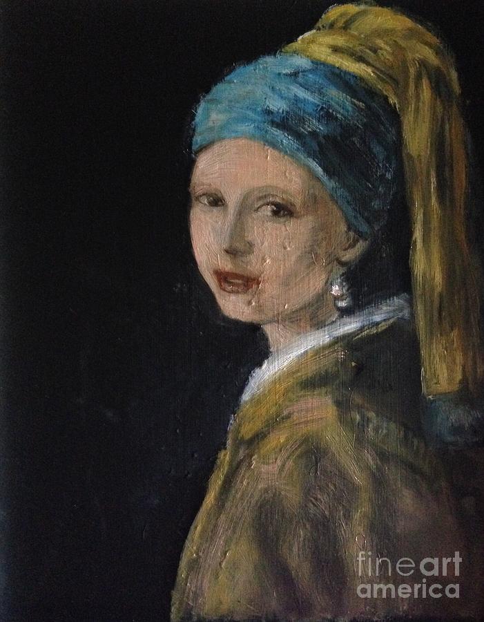 Girl with a Pearl Earring Variation  Painting by Lavender Liu