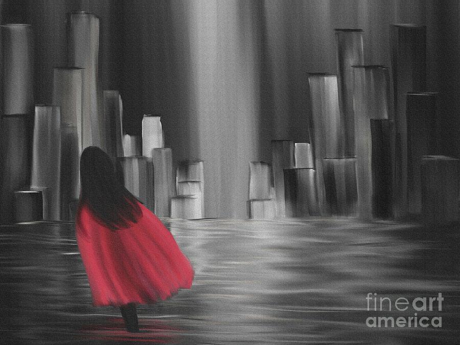 Girl With A Red Cape Digital Art