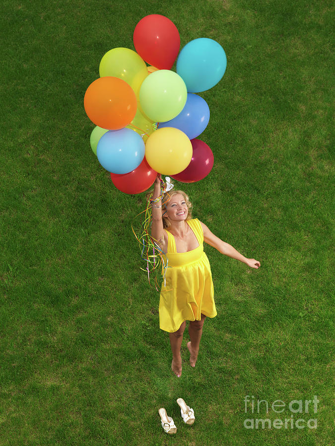 Summer Photograph - Girl with Air Balloons by Maxim Images Exquisite Prints