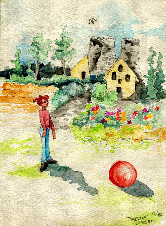 Book Painting - Girl With Ball by Genevieve Esson